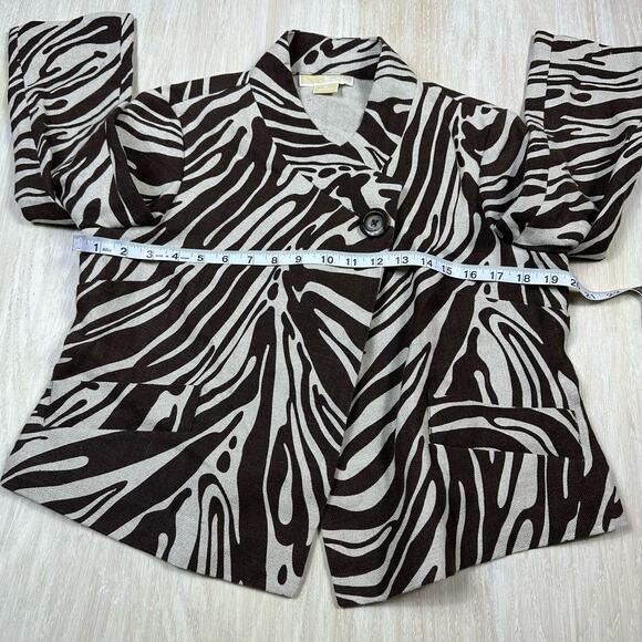 Michael Kors Brown Zebra Animal Print Linen Tailored Short Blazer Jacket 8 Chic - Picture 11 of 15